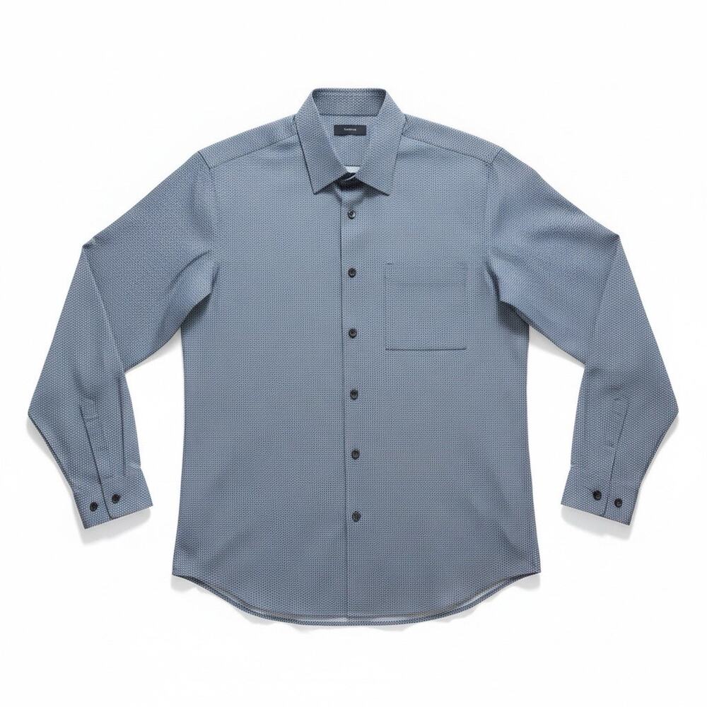 Theory Men’s Blue Print Long Sleeve Button Up Shirt Size M NWOT
